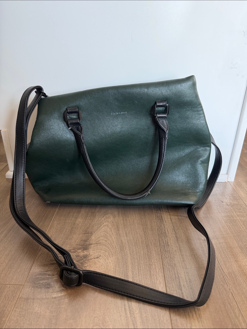 Pixie Mood Dark Green and Black Leather Shoulder Bag